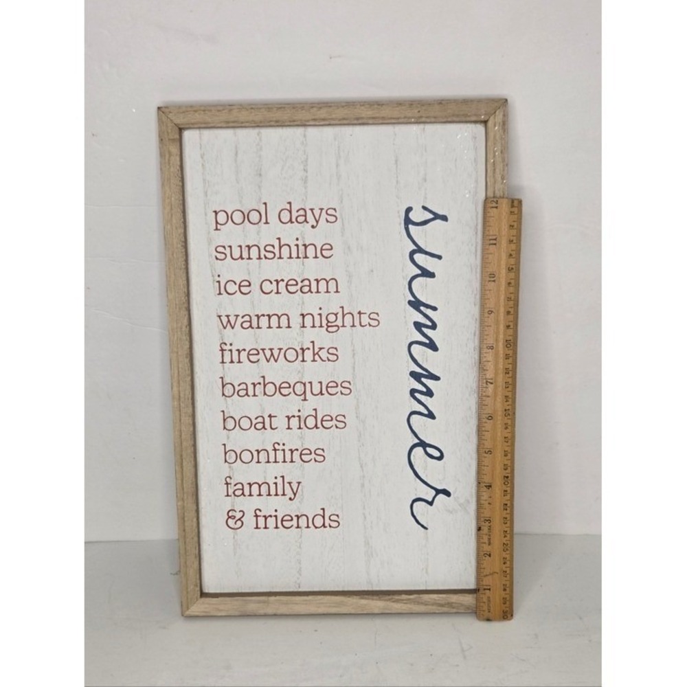 Summer Wooden Wall Decor Sign Pool Ice Cream BBQ Fireworks - Picture 4 of 6